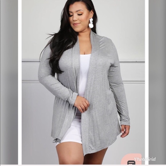 Sweaters - NEW PLUS Gray Light weight Cardigan